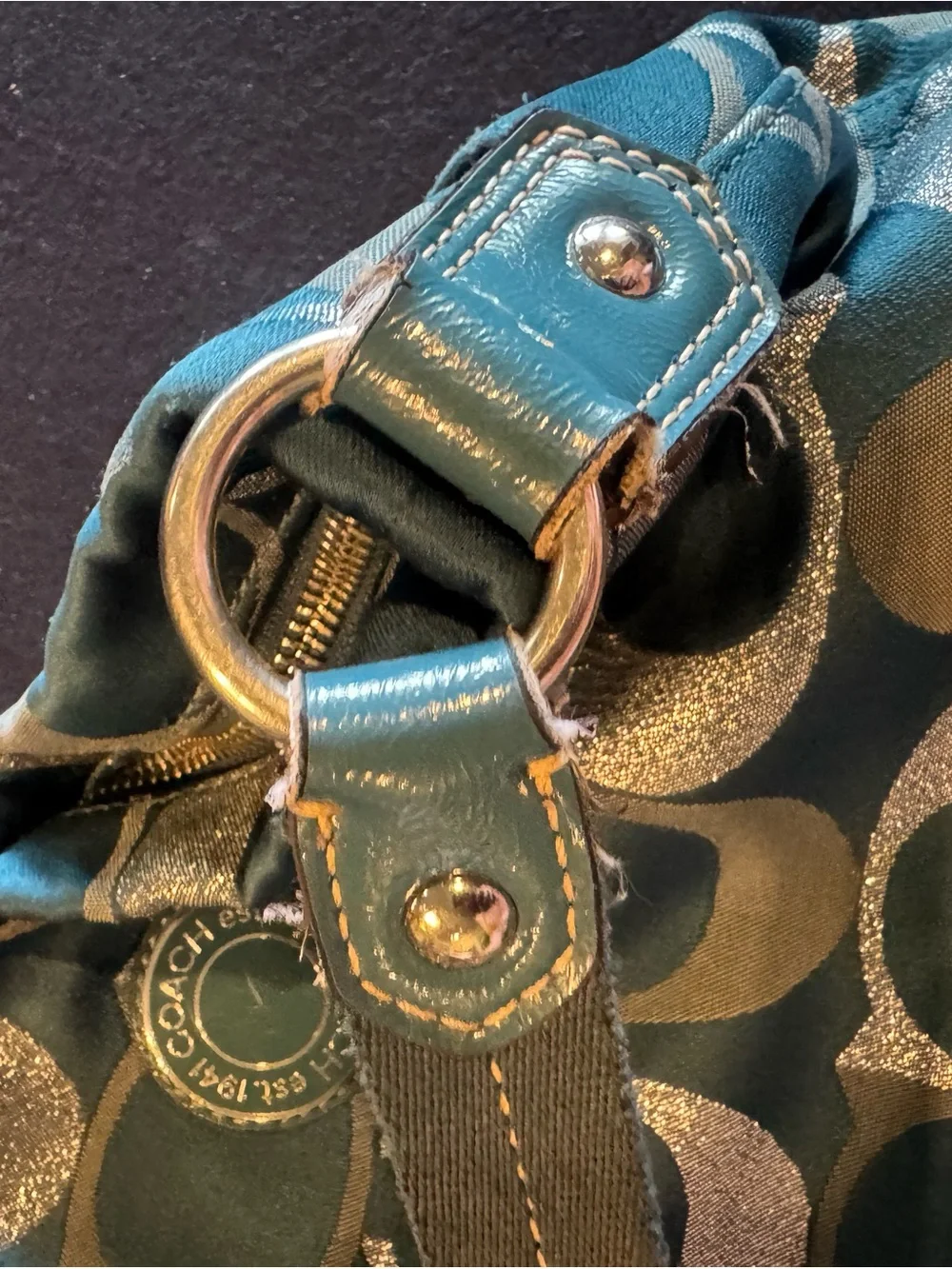Coach Teal Signature Crossbody Bag